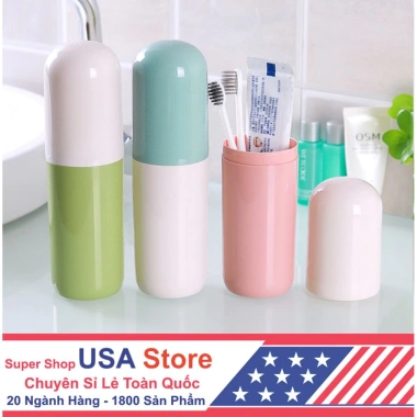 Hũ Đựng Bàn Chải và Kem Đánh Răng Kiểu Thuốc 2 Cốc - Tiện Dụng Du Lịch Công Tác, Giá 16,520 VND