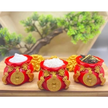Hủ Đựng Gạo, Muối, Nước May Mắn Đặt Bàn Thần Tài Ông Táo Mang Lộc Tài 30k