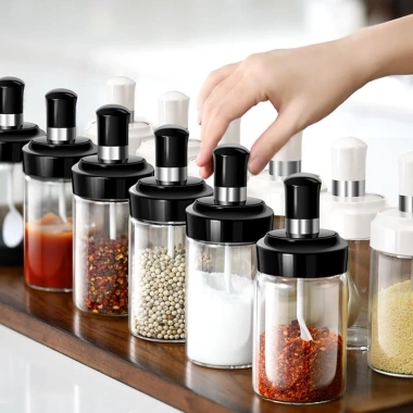 Hũ Đựng Gia Vị Thuỷ Tinh 250ml Kèm Thìa & Muỗng - Chất Lượng Cao MKS020 2
