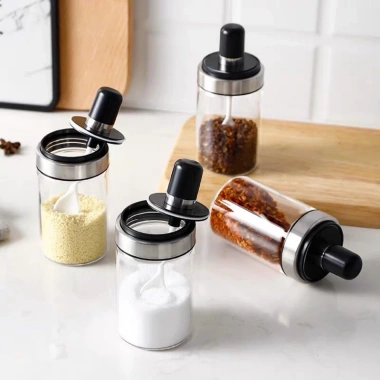 Hũ Đựng Gia Vị Thuỷ Tinh 250ml Kèm Thìa & Muỗng - Chất Lượng Cao MKS020 3