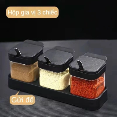 Hũ Đựng Gia Vị Thủy Tinh Cao Cấp An Toàn, Sạch Sẽ + Muỗng Tiện Lợi - Giá Ưu Đãi 148k