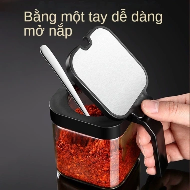 Hũ Đựng Gia Vị Thủy Tinh Cao Cấp An Toàn, Sạch Sẽ + Muỗng Tiện Lợi - Giá Ưu Đãi 148k