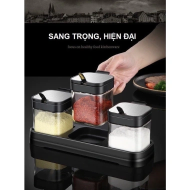 Hũ Đựng Gia Vị Thủy Tinh Cao Cấp An Toàn, Sạch Sẽ + Muỗng Tiện Lợi - Giá Ưu Đãi 148k