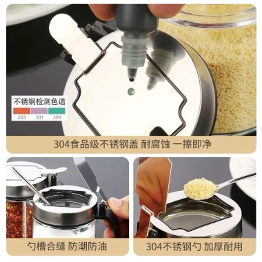 Hũ Đựng Gia Vị Thủy Tinh Nắp Inox 304 Kèm Thìa – Sang Trọng, Tiện Lợi, Giá 52.000₫