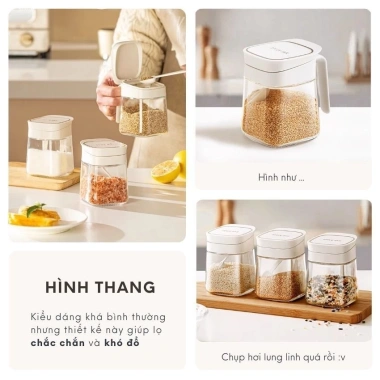 Hũ đựng gia vị vuông thủy tinh 300ml FEEKA có thìa chống ẩm - Giá chỉ 55.000₫ 3 Hũ đựng gia vị vuông thủy tinh 300ml FEEKA có thìa chống ẩm - Giá chỉ 55.000₫ 3