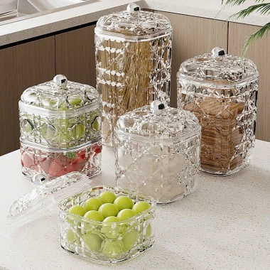 Hũ đựng hoa quả bánh kẹo PET trong suốt, nắp chắc sang trọng, giảm giá 49.000₫