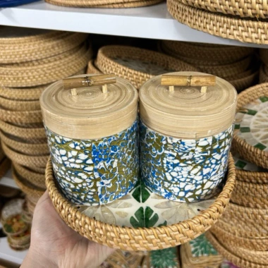 Hũ đựng trà, gia vị, bánh kẹo Tết khảm trai 10cm phong cách cổ điển - Trang trí không gian sống, giảm giá 85.000₫