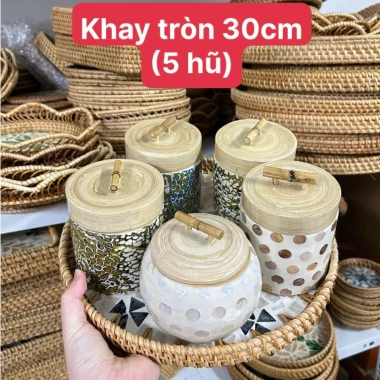 Hũ đựng trà, gia vị, bánh kẹo Tết khảm trai 10cm phong cách cổ điển - Trang trí không gian sống, giảm giá 85.000₫
