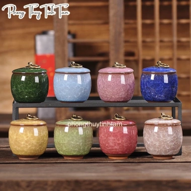 Hũ đựng trà gốm sứ men rạn cao cấp, phụ kiện trà đạo, trang trí nhà, giá 49.999đ 2