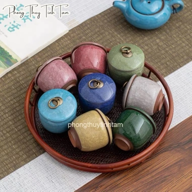 Hũ đựng trà gốm sứ men rạn cao cấp, phụ kiện trà đạo, trang trí nhà, giá 49.999đ 3