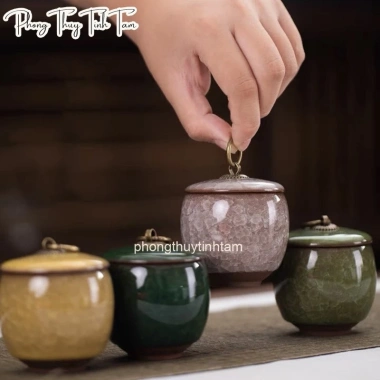 Hũ đựng trà gốm sứ men rạn cao cấp, phụ kiện trà đạo, trang trí nhà, giá 49.999đ 4