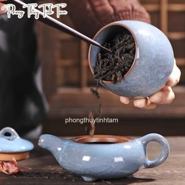 Hũ đựng trà gốm sứ men rạn cao cấp, phụ kiện trà đạo, trang trí nhà, giá 49.999đ 7
