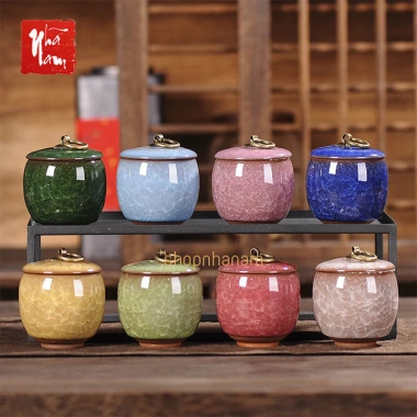 Hũ đựng trà gốm sứ men rạn - Hộp trà sứ men hỏa biến cao cấp, giảm giá 53.999₫