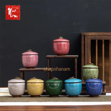 Hũ đựng trà gốm sứ men rạn - Hộp trà sứ men hỏa biến cao cấp, giảm giá 53.999₫ 3