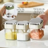 Hũ gia vị MOMO HOUSE 380ml cao cấp, chốt khóa kín kèm thìa, nắp mạ bạc 6