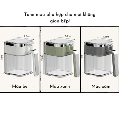Hũ gia vị MOMO HOUSE 380ml cao cấp, chốt khóa kín kèm thìa, nắp mạ bạc