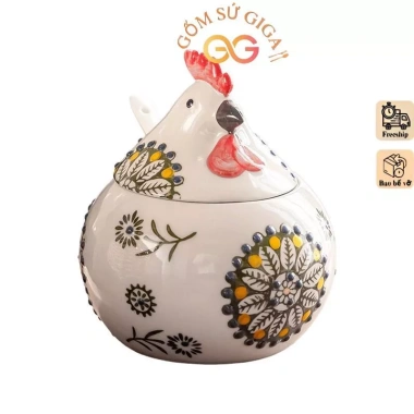 Hũ gia vị sứ hình chú gà xinh xắn - Độc đáo, bắt mắt, giá chỉ 83.000 VND