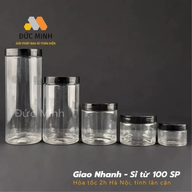 Hũ nhựa nắp đen đa năng đựng thực phẩm, mỹ phẩm 3ml-1.500ml - Giá chỉ 2.499₫