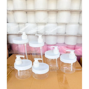 Hũ nhựa PET trong có vòi nhấn đựng kem body, mỹ phẩm 200g-1.2kg - Giá chỉ 17.000đ