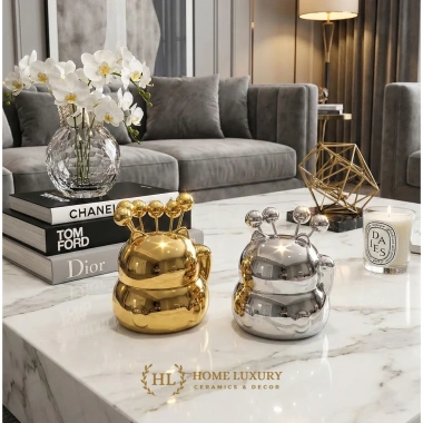 Hũ sứ viền vàng cắm hoa decor và thìa nĩa inox cao cấp Home Luxury 45.000₫