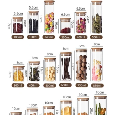 Hũ thủy tinh borosilicate nắp gỗ tre chịu nhiệt, chống ẩm mốc, đựng gia vị-28.000đ