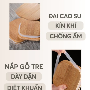 Hũ Thủy Tinh Borosilicate PHALEDO PL-372 Nắp Vuông Gỗ Tre Không Chì, Chịu Nhiệt Giá 26.500₫