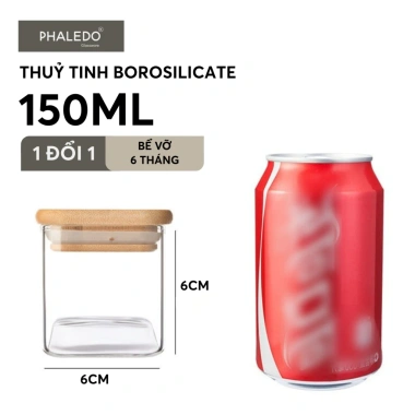 Hũ Thủy Tinh Borosilicate PHALEDO PL-372 Nắp Vuông Gỗ Tre Không Chì, Chịu Nhiệt Giá 26.500₫
