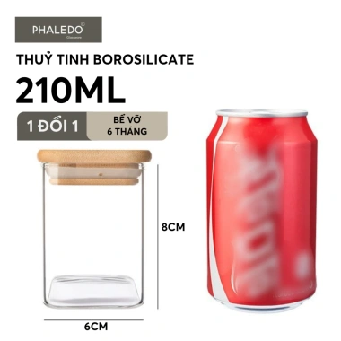 Hũ Thủy Tinh Borosilicate PHALEDO PL-372 Nắp Vuông Gỗ Tre Không Chì, Chịu Nhiệt Giá 26.500₫
