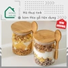 hũ thủy tinh kèm thìa gỗ, nắp gỗ kín - Đựng gia vị, bột canh, muối, thực phẩm khô - Giá chỉ 55k