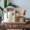 hũ thủy tinh kèm thìa gỗ, nắp gỗ kín - Đựng gia vị, bột canh, muối, thực phẩm khô - Giá chỉ 55k 6