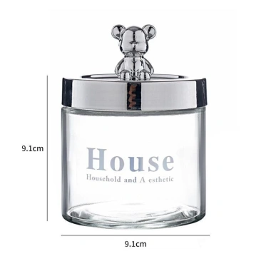 Hũ thủy tinh nắp gấu bạc - Đựng hạt, đồ ăn vặt, bảo quản thực phẩm, giá 19.000