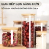 Hũ thuỷ tinh nắp gỗ tre chịu nhiệt, đậy kín thực phẩm, dung tích lớn PHALEDO 3