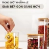 Hũ thuỷ tinh nắp gỗ tre chịu nhiệt, đậy kín thực phẩm, dung tích lớn PHALEDO 4