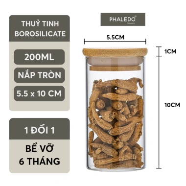 Hũ thuỷ tinh nắp gỗ tre chịu nhiệt, đậy kín thực phẩm, dung tích lớn PHALEDO 9