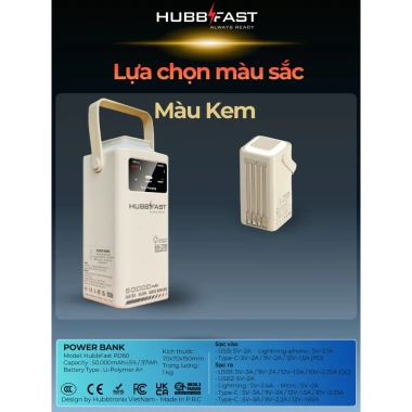 HubBfast PD60 50.000mAh chính hãng sạc nhanh công suất cao dây sạc tiện 899.000₫ 9