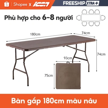 ICON Bàn Gấp Gọn Di Động Không Cài Đặt Tiện Lợi Cho Gia Đình, Văn Phòng và Ngoài Trời Giá Ưu Đãi 884.692 VND 10