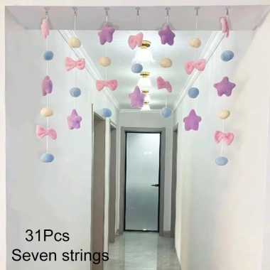 INS Rèm Vách Ngăn Trái Tim Nơ Trọng Dây Treo Trang Trí Cửa Sổ Bé Gái - 105.715₫