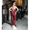 Jumpsuit tập gym yoga có đệm ngực, quần dài đan lưng, thấm hút mồ hôi, tôn dáng 8