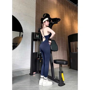 Jumpsuit tập gym yoga có đệm ngực, quần dài đan lưng, thấm hút mồ hôi, tôn dáng 9 Jumpsuit tập gym yoga có đệm ngực, quần dài đan lưng, thấm hút mồ hôi, tôn dáng 9