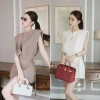 Jumsuit nữ cao cấp áo ống, dây nơ eo, set đồ Tết thời trang Doans - 435k