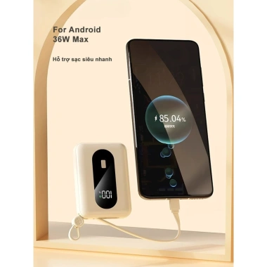 K97 Pin dự phòng 10.000mAh kèm cáp PD, sạc siêu nhanh, bảo hành 6 tháng - 95.000₫