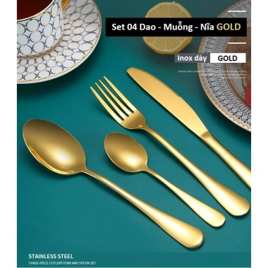Kaiyo Dao Muỗng Nĩa Inox Vàng Gold cho Nhà Hàng, Quán Ăn - 14.900 VND 6