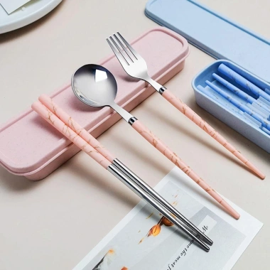 Kannert Bộ 3 Cái Dao Kéo Hộp Ăn Trưa Di Động - Cắm Trại, Nhà Bếp, Thìa Nĩa Đũa
