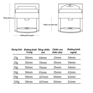 KAYFIA Lọ Đựng Kem Dưỡng Hút Chân Không 15/30/50/100g - Lọ Chiết Mỹ Phẩm 33.000₫