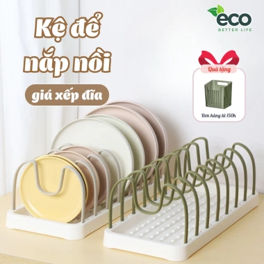 Kệ cài nắp vung nồi ECO đa năng, giá úp đĩa chảo, điều chỉnh khoảng cách - chỉ 32.000 VND