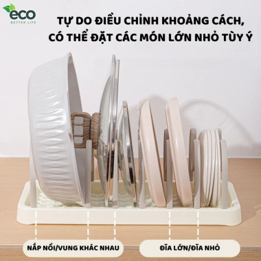 Kệ cài nắp vung nồi ECO đa năng, giá úp đĩa chảo, điều chỉnh khoảng cách - chỉ 32.000 VND 3