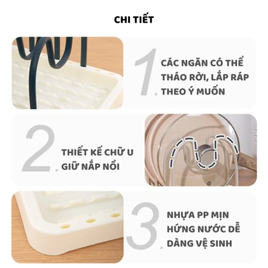 Kệ cài nắp vung nồi ECO đa năng, giá úp đĩa chảo, điều chỉnh khoảng cách - chỉ 32.000 VND 6