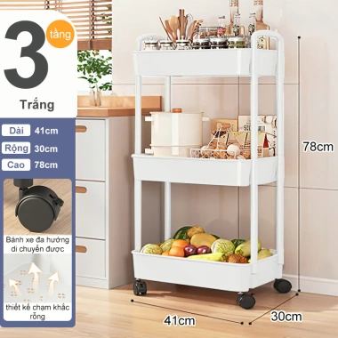 Kệ Đa Năng 3-4 Tầng Bánh Xe Di Chuyển - Đựng Đồ Nhà Bếp, Nhà Tắm, Spa, Hàng Loại 1 Dày Dặn, Cứng Cáp - Giá 93.000 VND 7