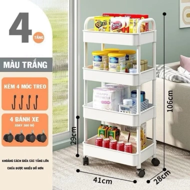 Kệ Đa Năng 3-4 Tầng Bánh Xe Di Chuyển - Đựng Đồ Nhà Bếp, Nhà Tắm, Spa, Hàng Loại 1 Dày Dặn, Cứng Cáp - Giá 93.000 VND 10