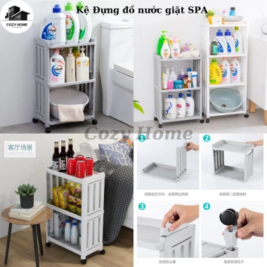 Kệ đa năng nhà tắm & bếp có bánh xe, đựng nước giặt tiện lợi, model 1.932, giá chỉ 19.999đ 4